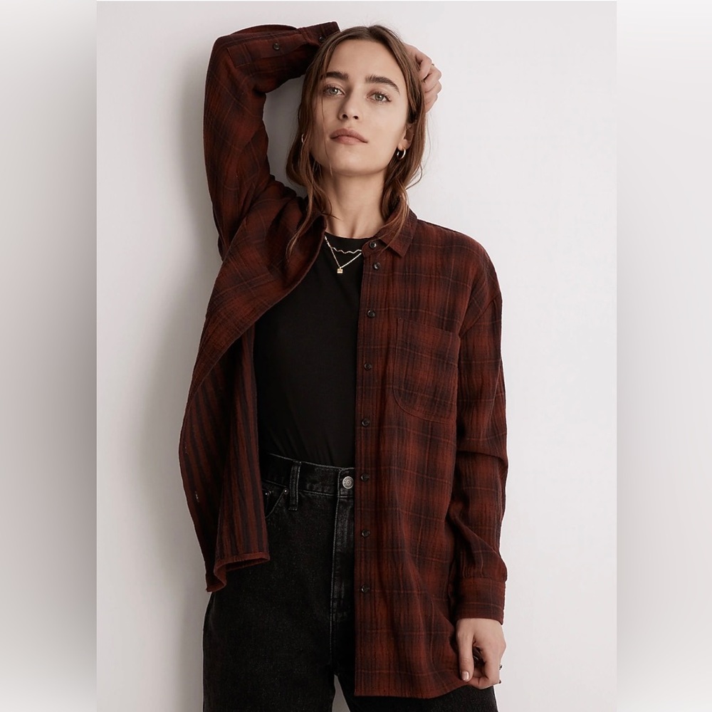 Madewell Oversized Flannel Button-Down Shirt | Sz XXS